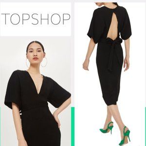 💋 TOPSHOP Textured V-Plunge Midi Dress - Medium